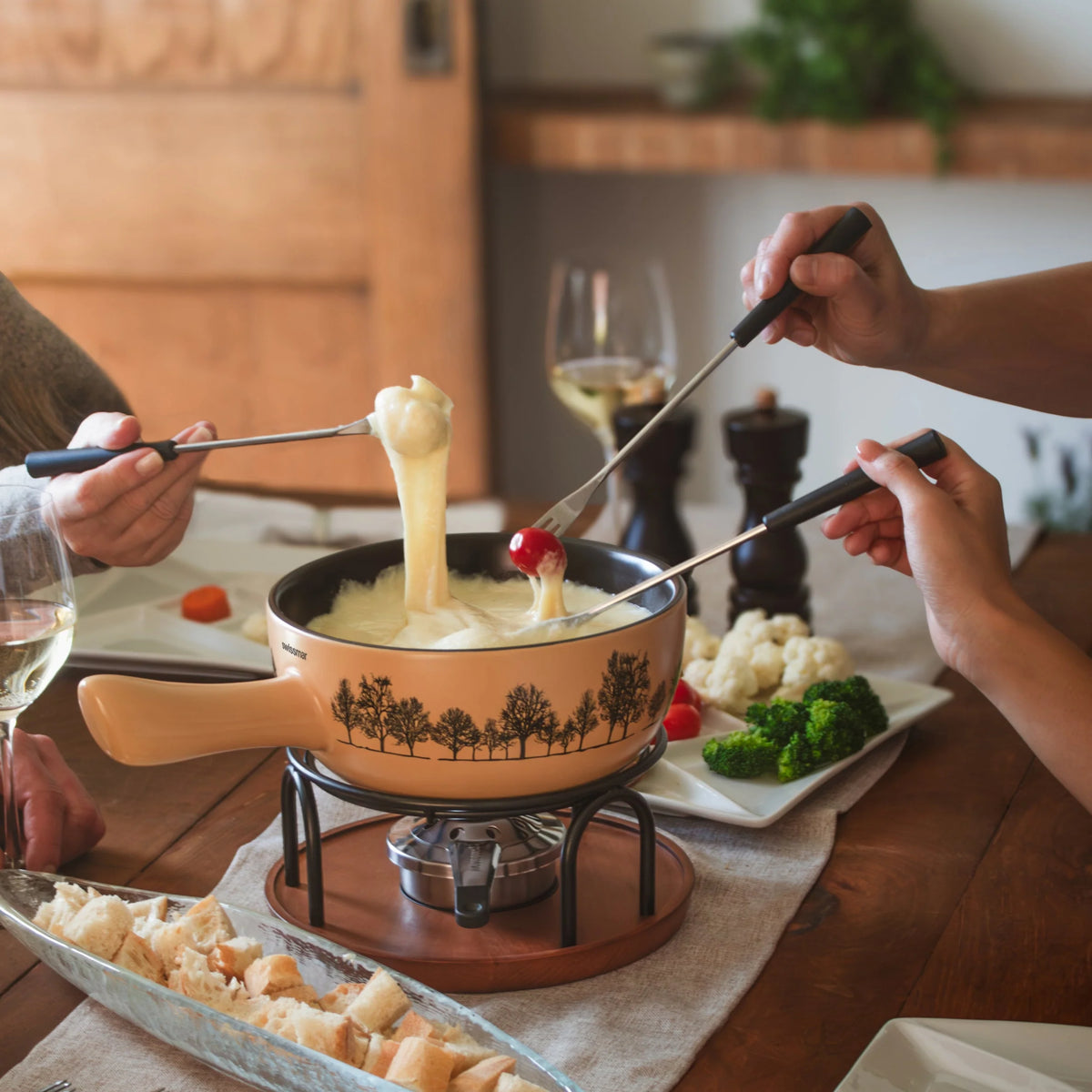 Swissmar Jura 9 Pc. Ceramic Cheese Fondue Set