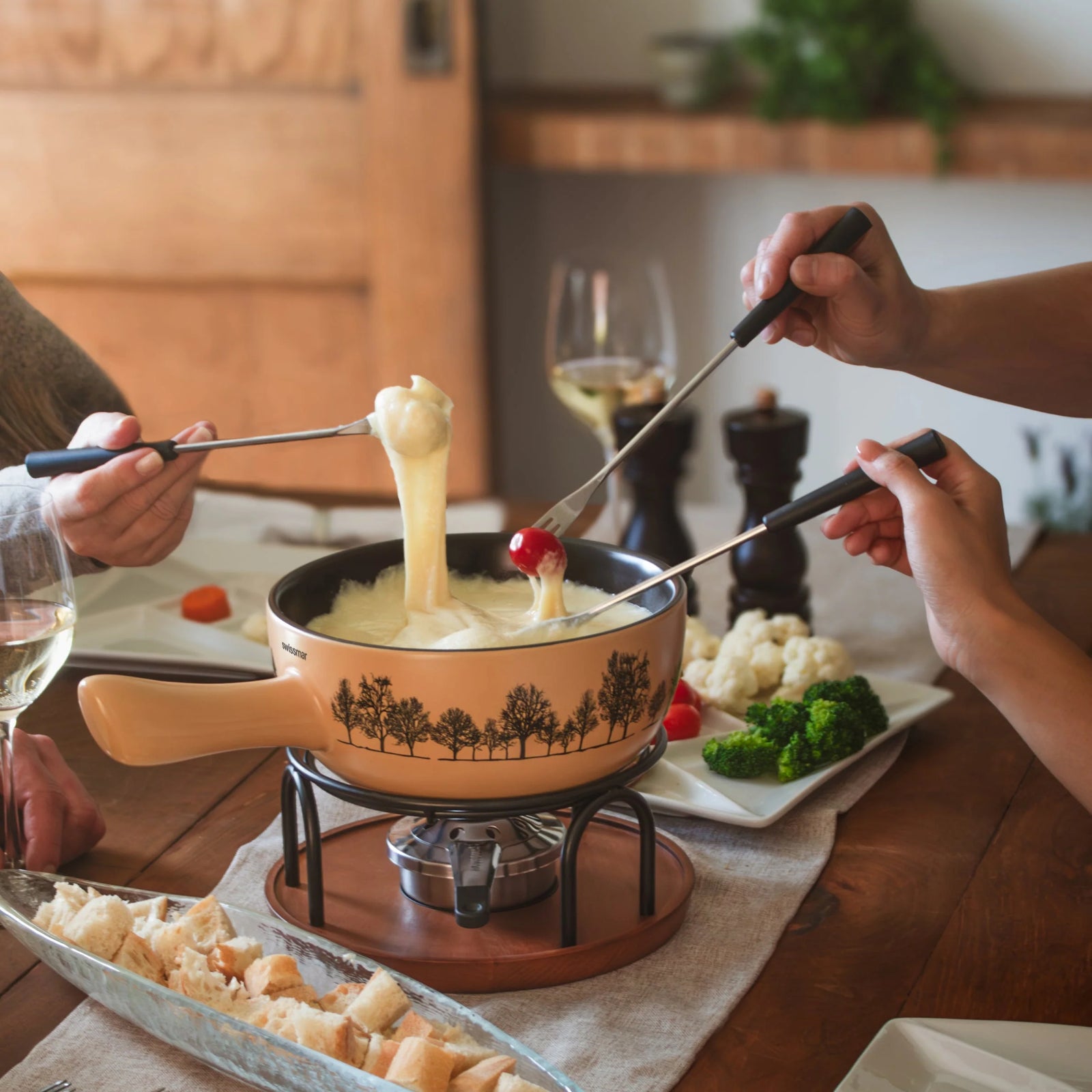 Swissmar Jura 9 Pc. Ceramic Cheese Fondue Set