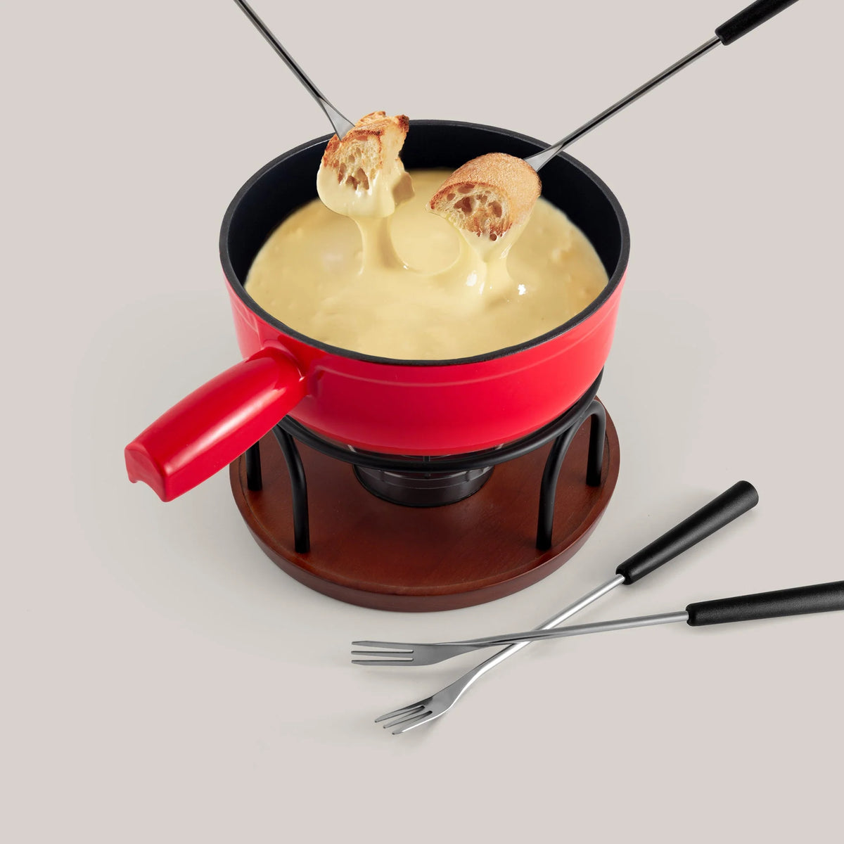 Swissmar Ticino Cast Iron Cheese Fondue Set – Red