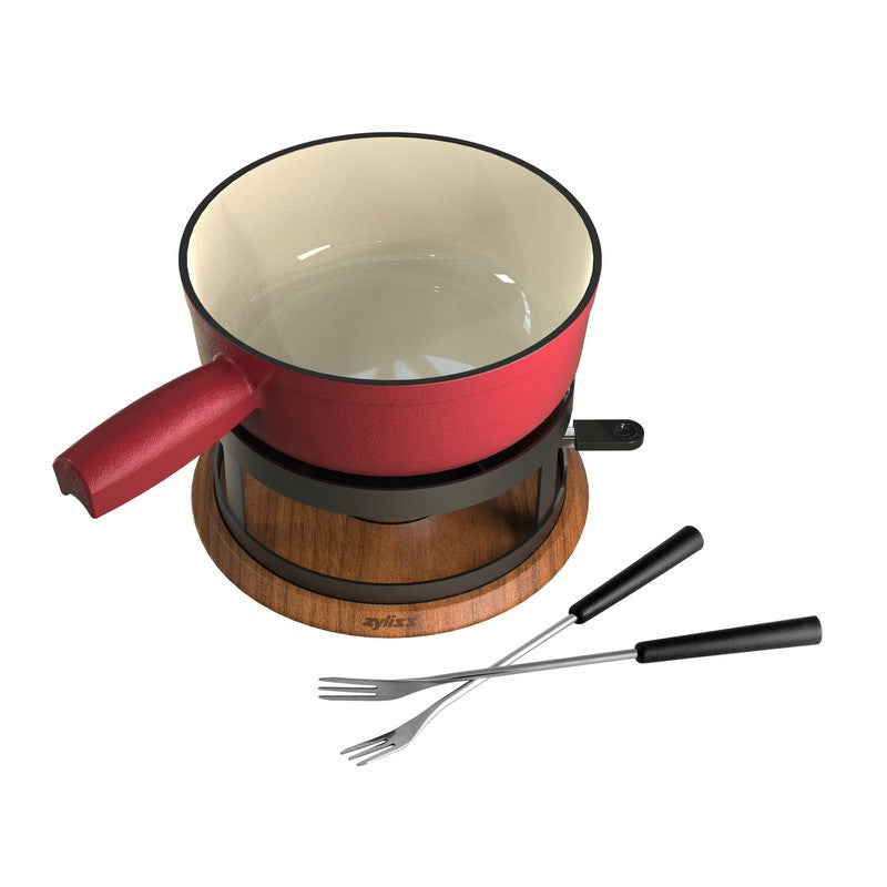 Swissmar Chalet Cast Iron Cheese Fondue Set – Cherry Red
