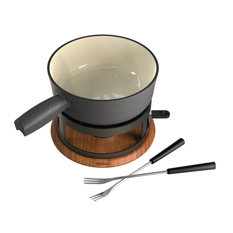 Swissmar Chalet Cast Iron Cheese Fondue Set – Matte Gray