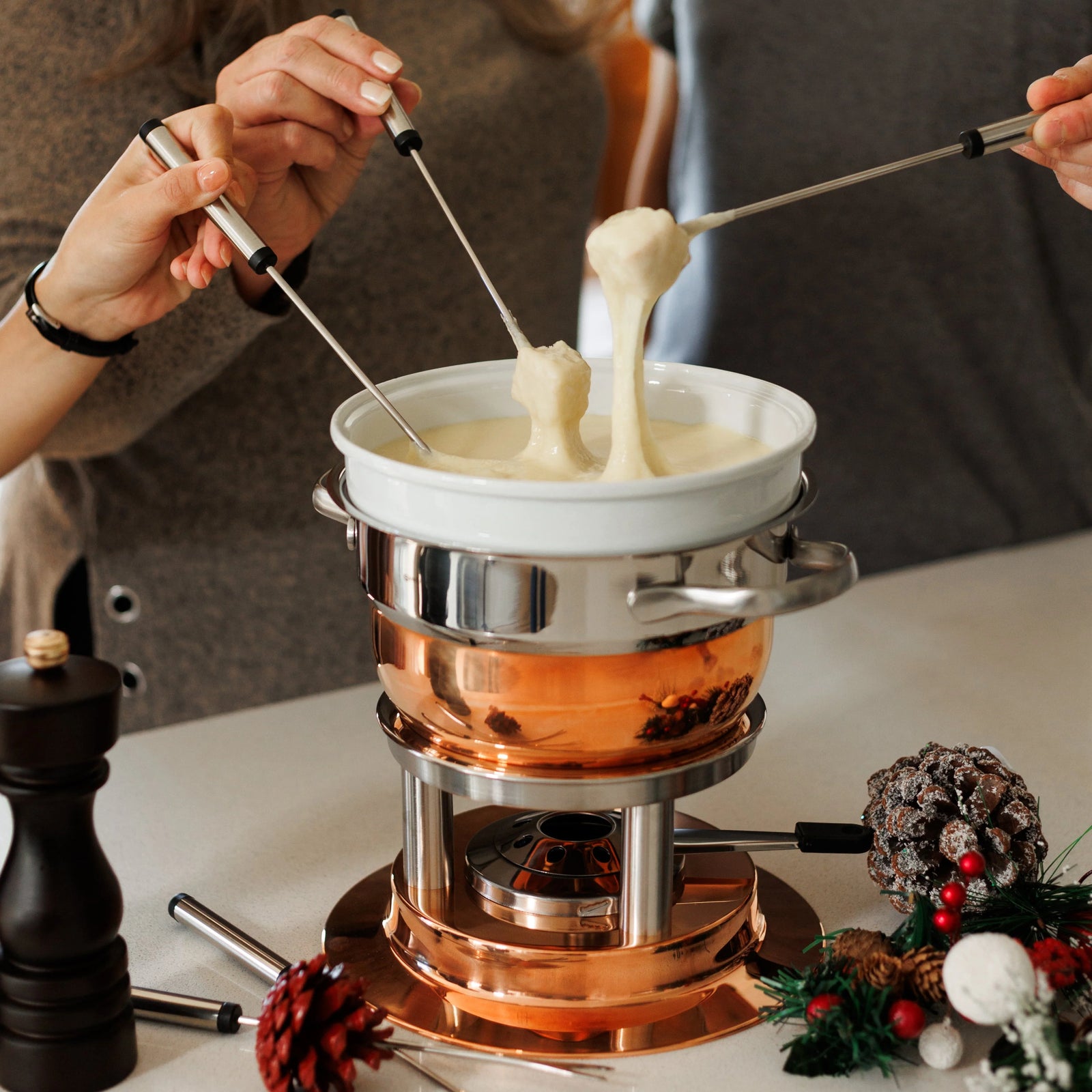 Swissmar Lausanne 11 Pc. Stainless Steel & Copper Fondue Set