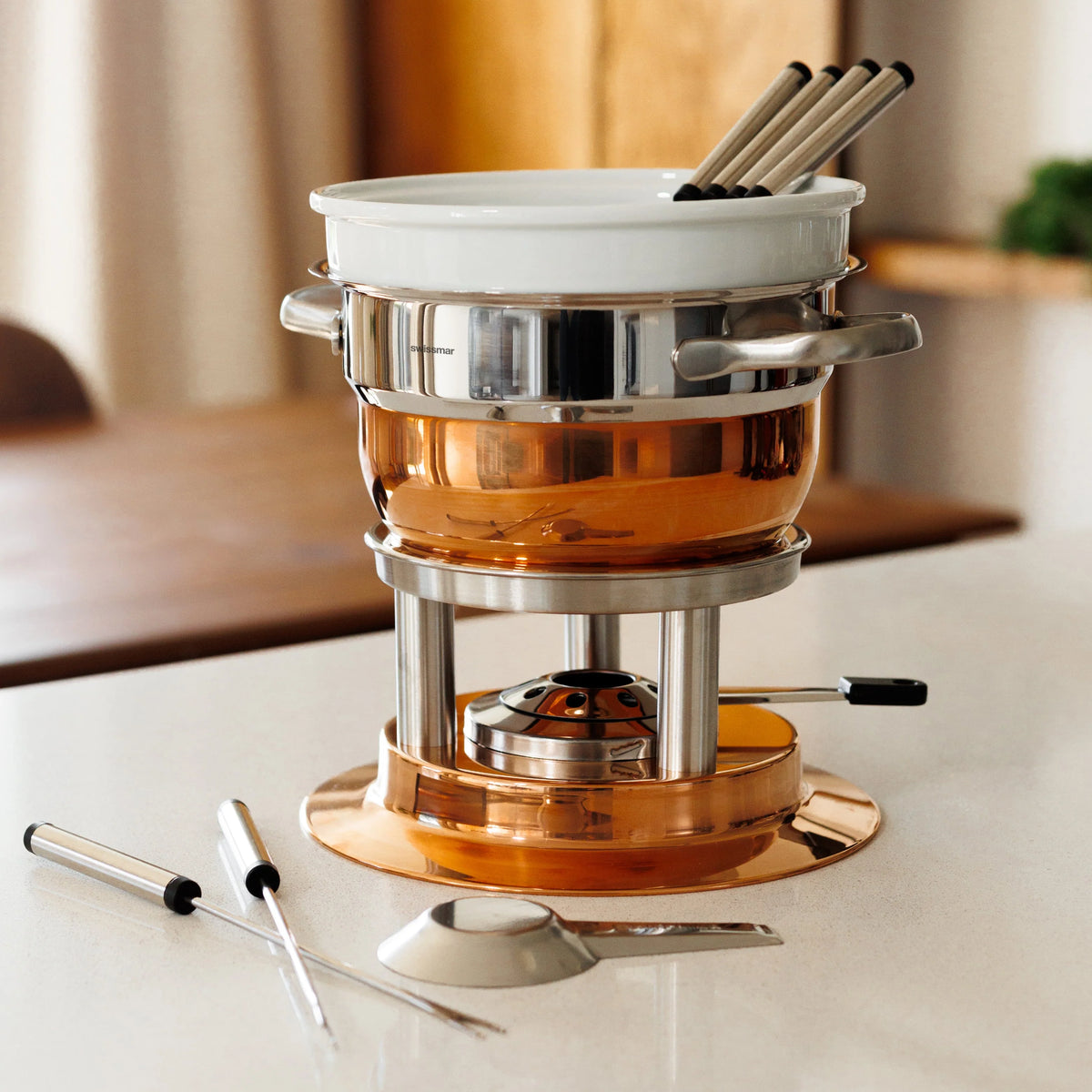 Swissmar Lausanne 11 Pc. Stainless Steel & Copper Fondue Set
