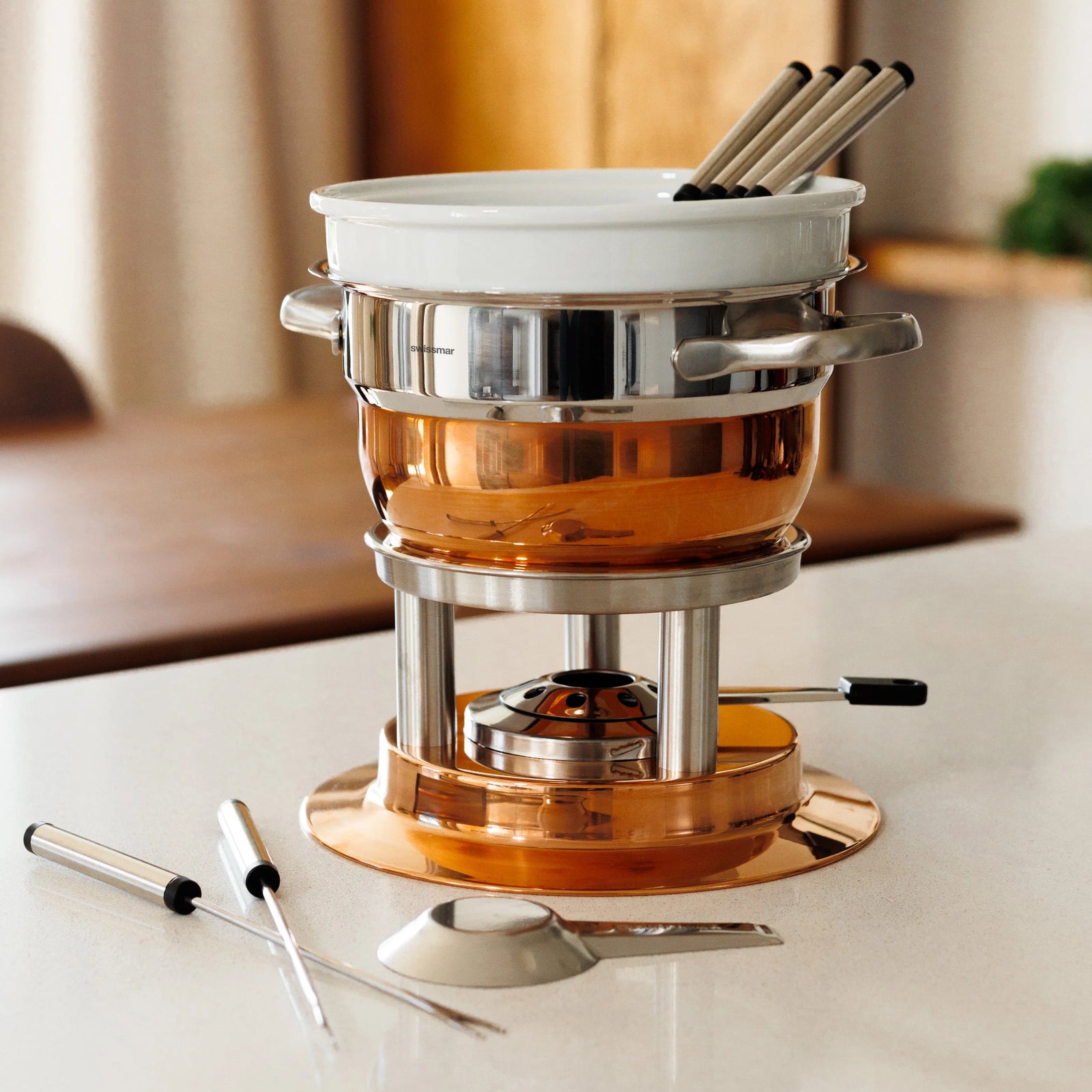 Swissmar Lausanne 11 Pc. Stainless Steel & Copper Fondue Set