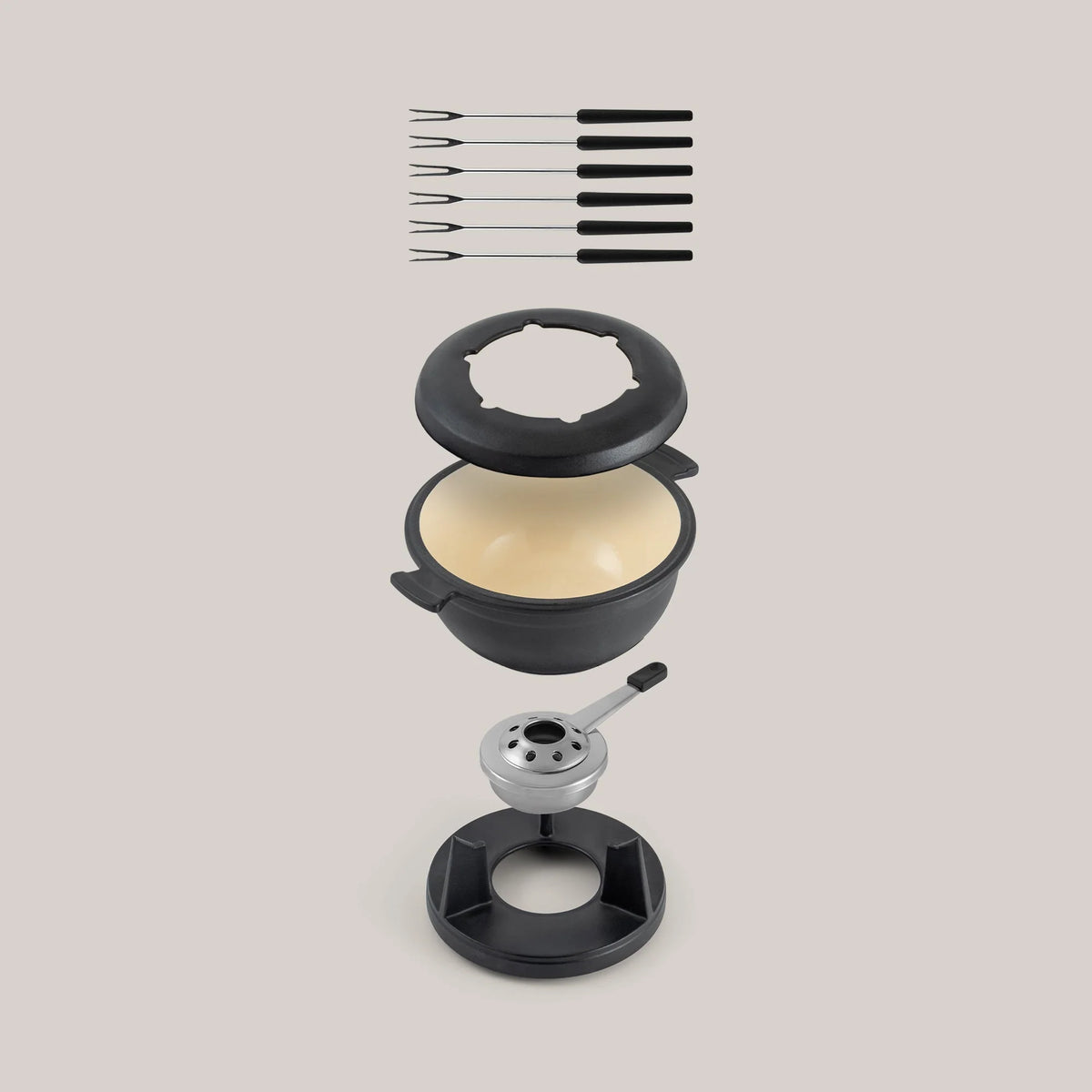 Swissmar Lucerne 10 Pc. Cast Iron Fondue Set – Matte Black