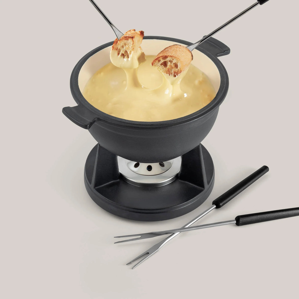 Swissmar Lucerne 10 Pc. Cast Iron Fondue Set – Matte Black