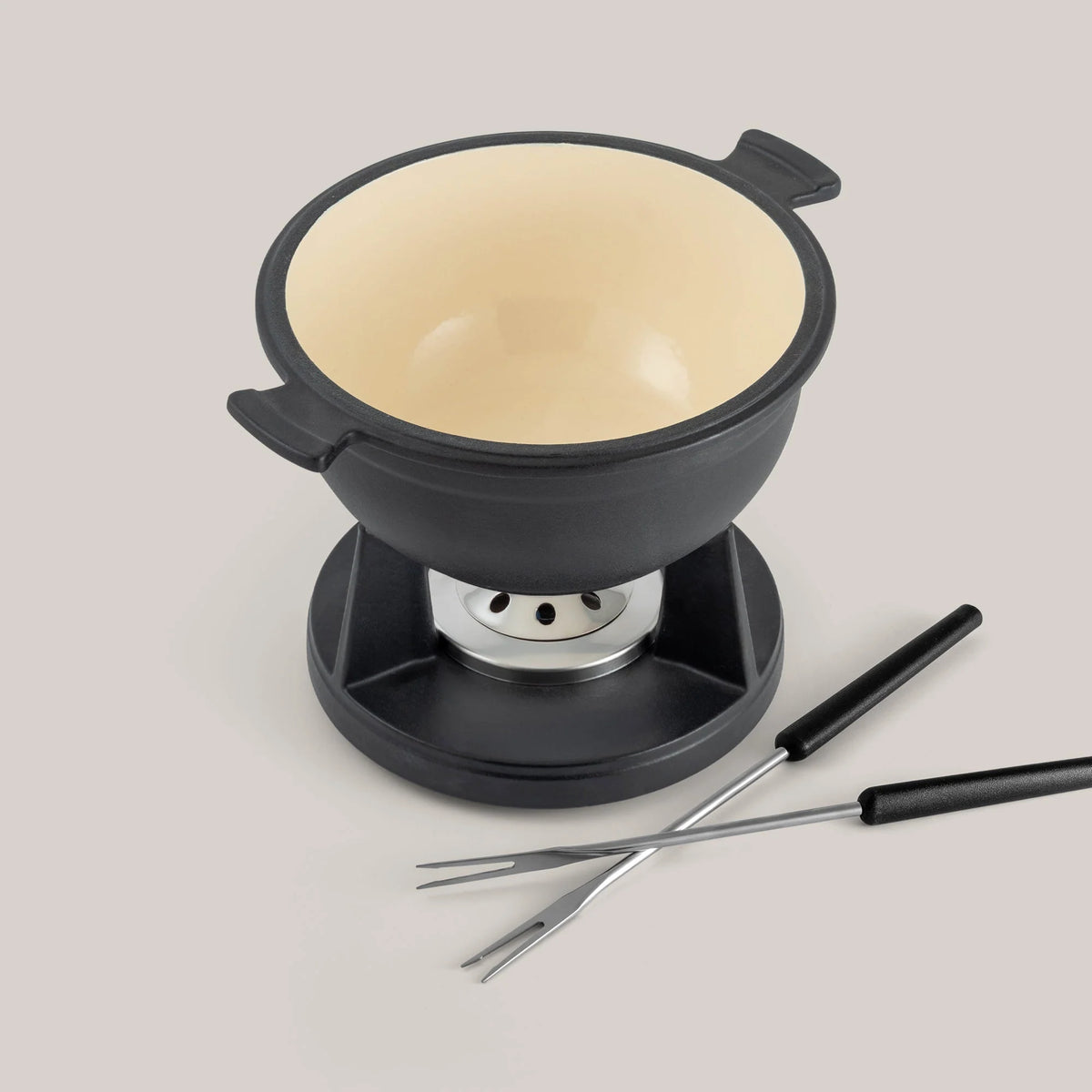 Swissmar Lucerne 10 Pc. Cast Iron Fondue Set – Matte Black
