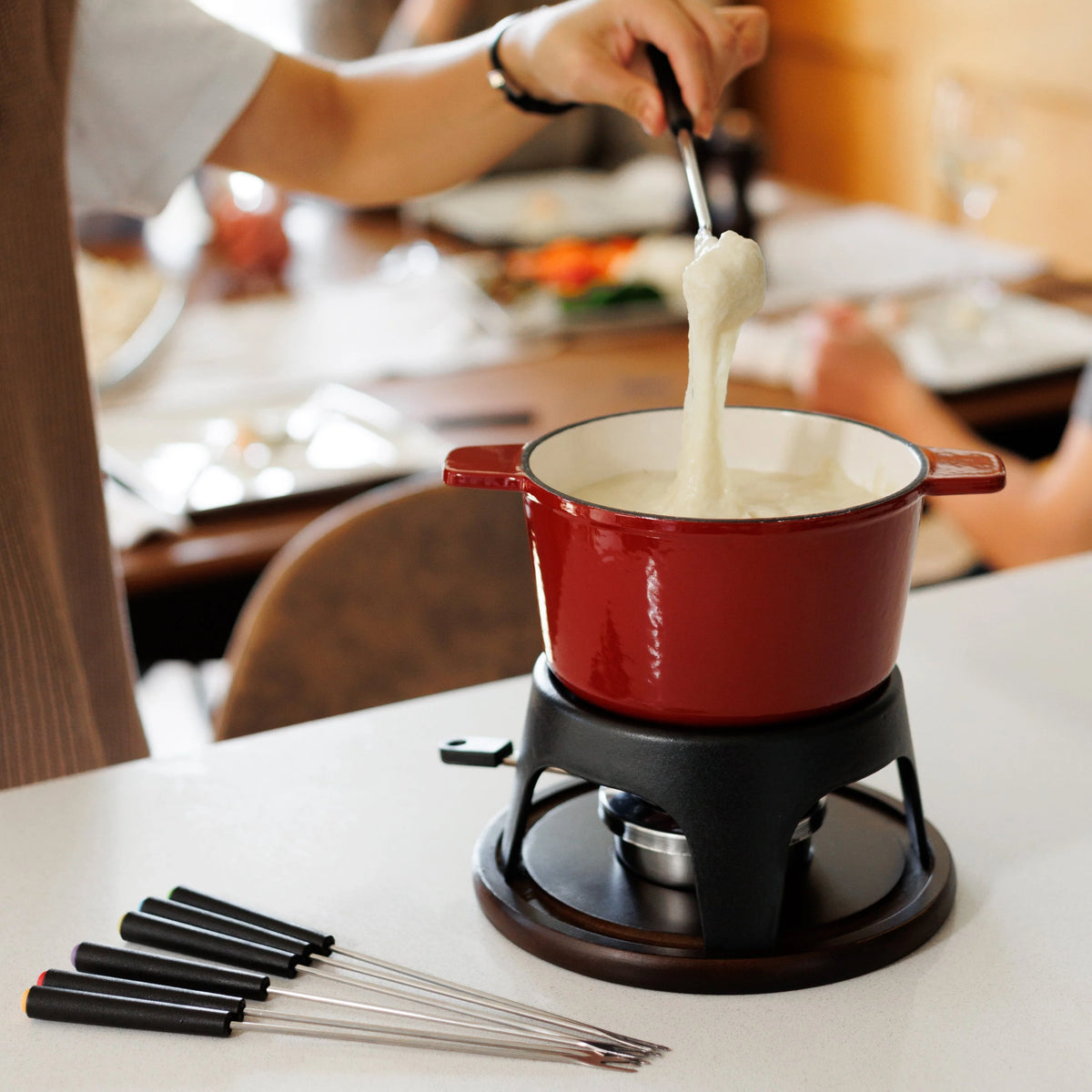 Swissmar Sierra 12 Pc. Cast Iron Fondue Set – Cherry Red