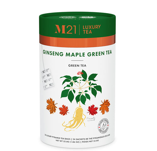 Metropolitan Tea M21 Ginseng Maple Green Tea – Can of 24 Tea Bags