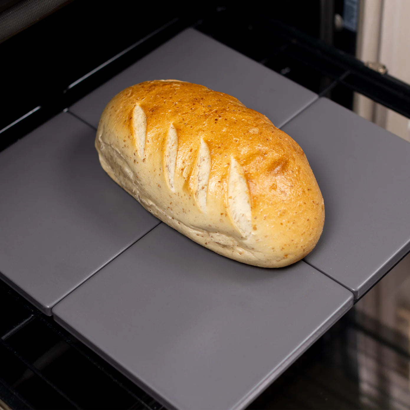 Old Stone Pizza Kitchen Glazed Cordierite Square Pizza Stone 4 Piece Set, 7.5x7.5-Inch, Grey Old Stone Pizza Kitchen by Kitchen Niche