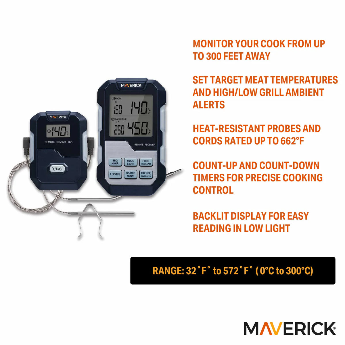 Maverick Long Range Wireless Cooking Thermometer Dual Probe