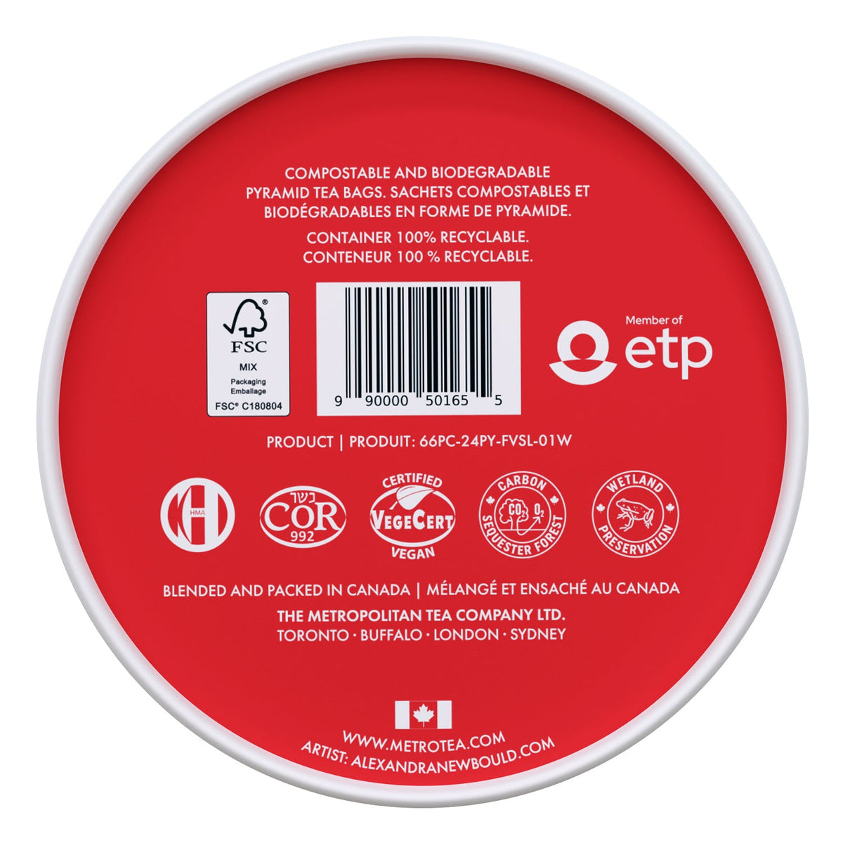 Metropolitan Tea M21 Holiday Winter Spice – Can of 24 Tea Bags by Kitchen Niche