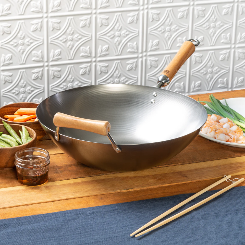 Joyce Chen Classic Series 14-Inch Carbon Steel Flat Bottom Wok Joyce Chen by Kitchen Niche