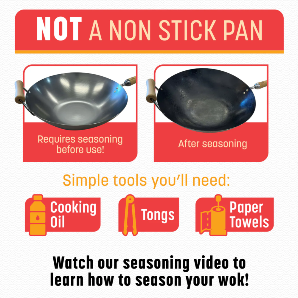 Joyce Chen Classic Series 14-Inch Carbon Steel Flat Bottom Wok Joyce Chen by Kitchen Niche