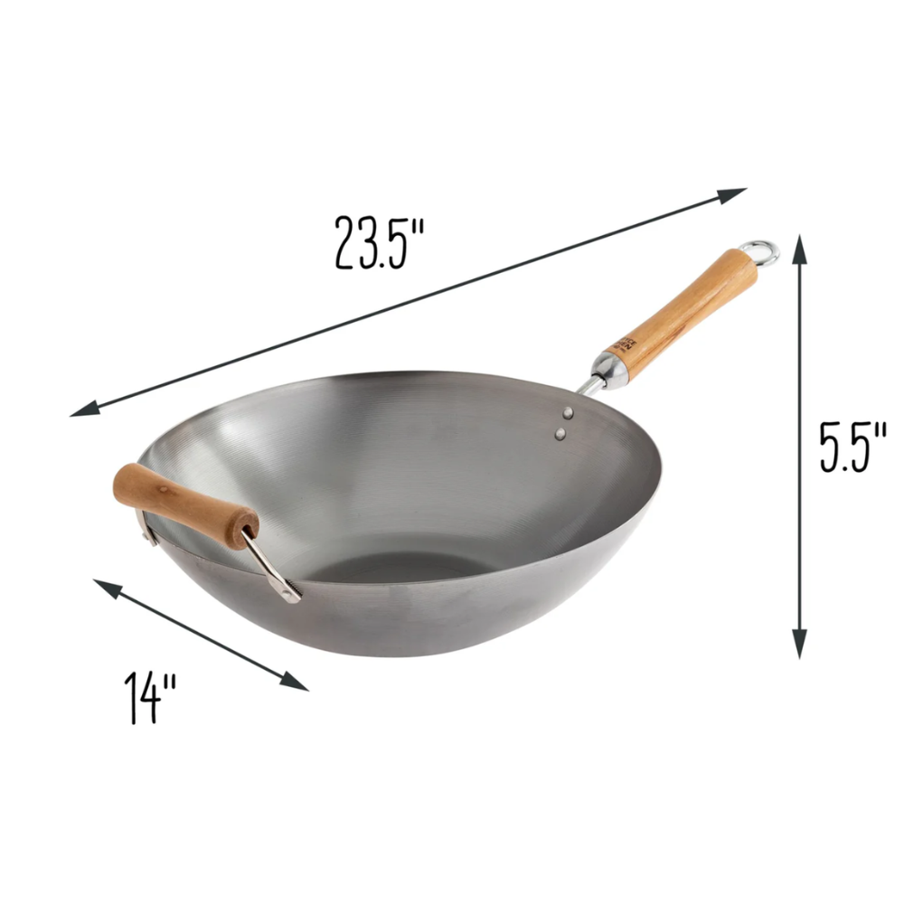 Joyce Chen Classic Series 14-Inch Carbon Steel Flat Bottom Wok Joyce Chen by Kitchen Niche