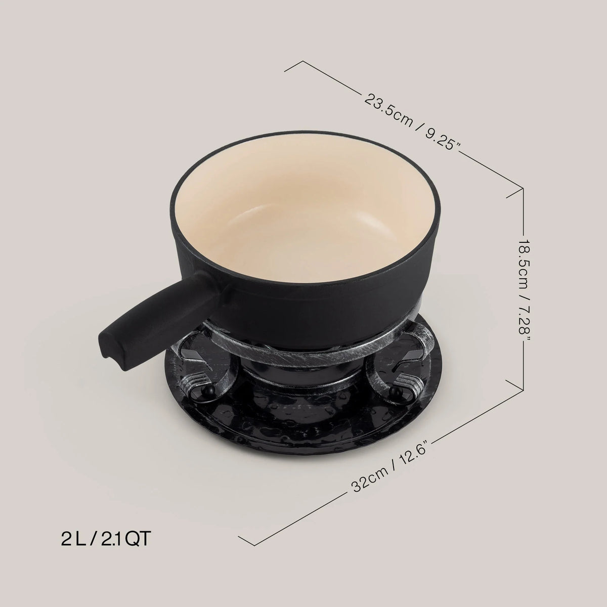 Swissmar Lugano Cast Iron Cheese Fondue Set – Black Matte