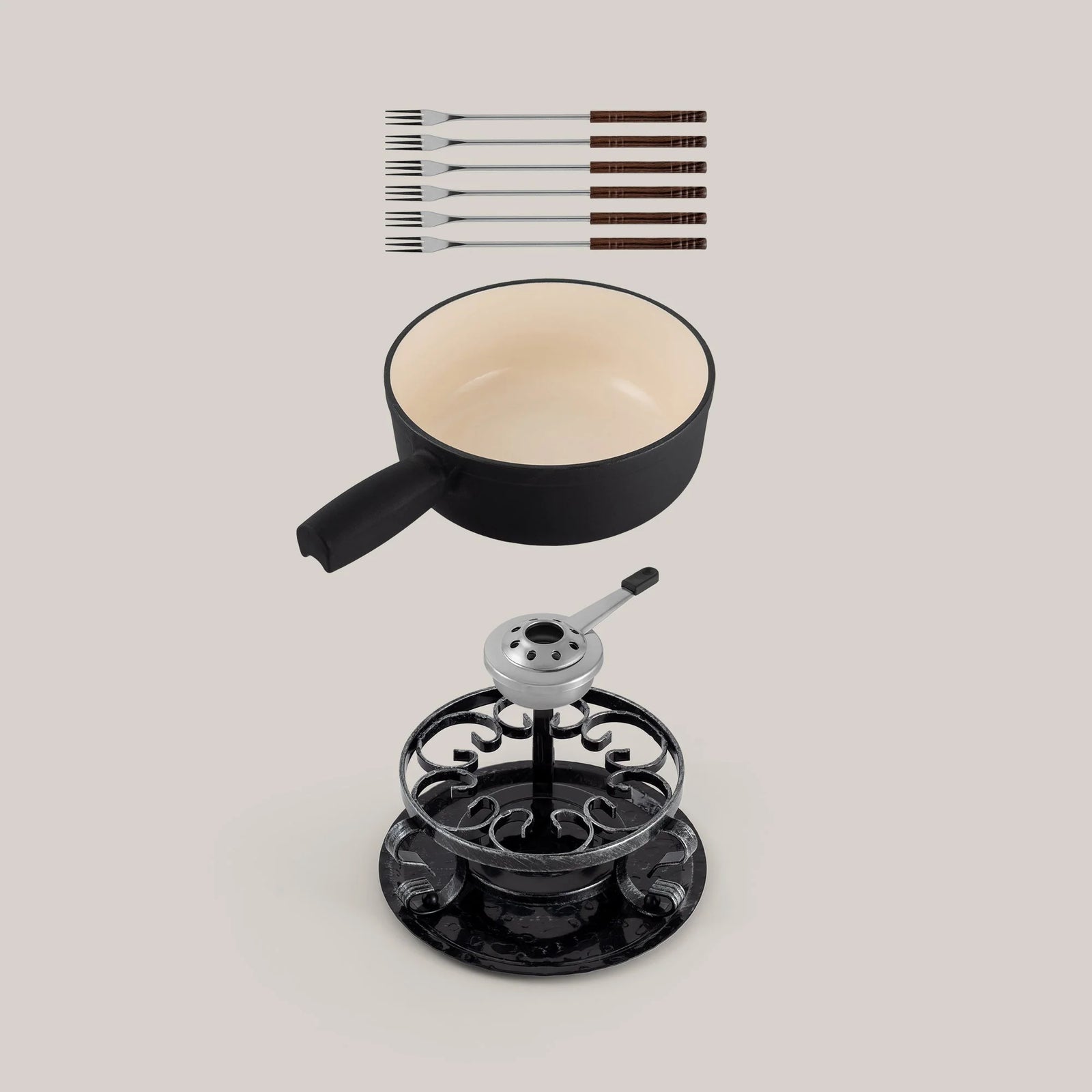 Swissmar Lugano Cast Iron Cheese Fondue Set – Black Matte