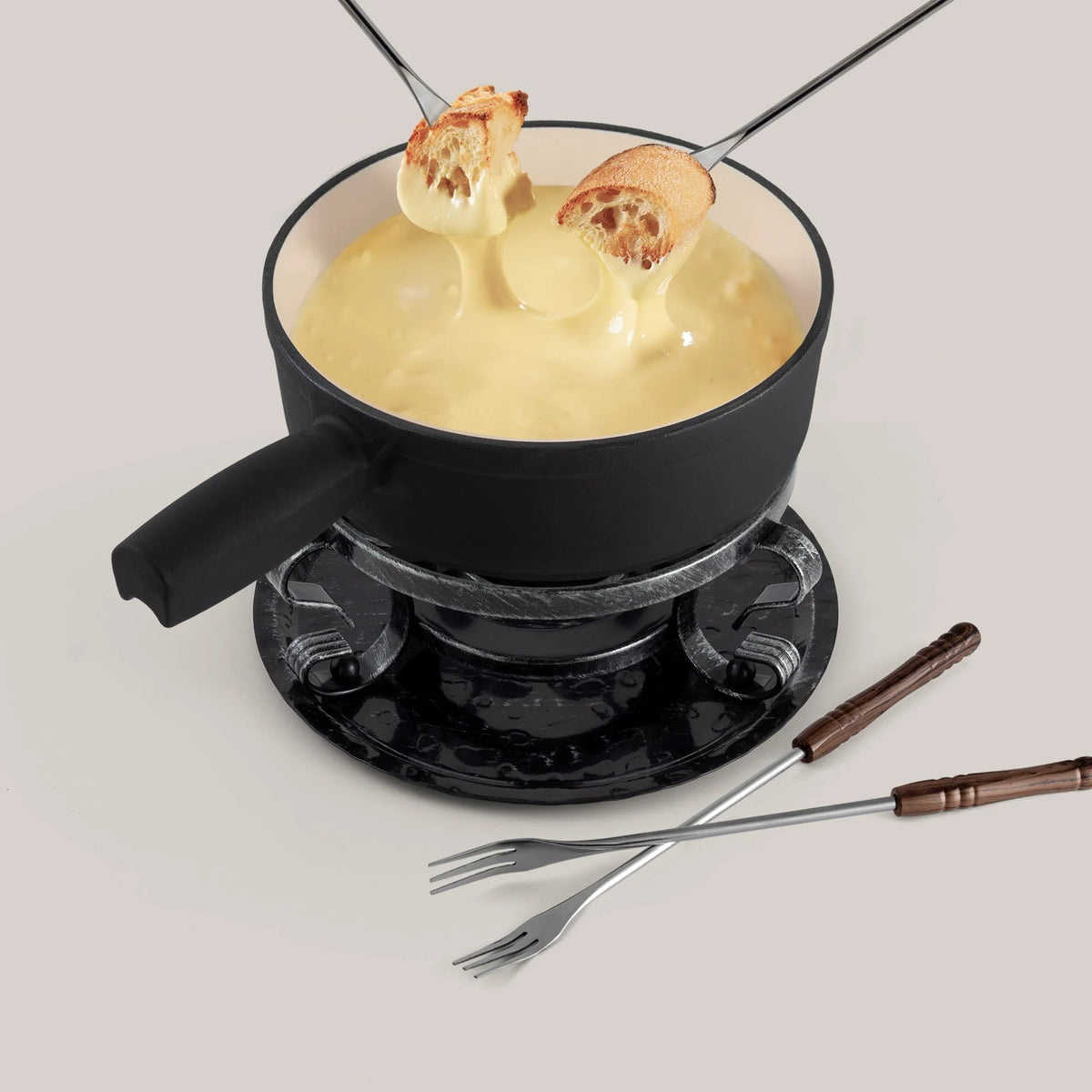 Swissmar Lugano Cast Iron Cheese Fondue Set – Black Matte