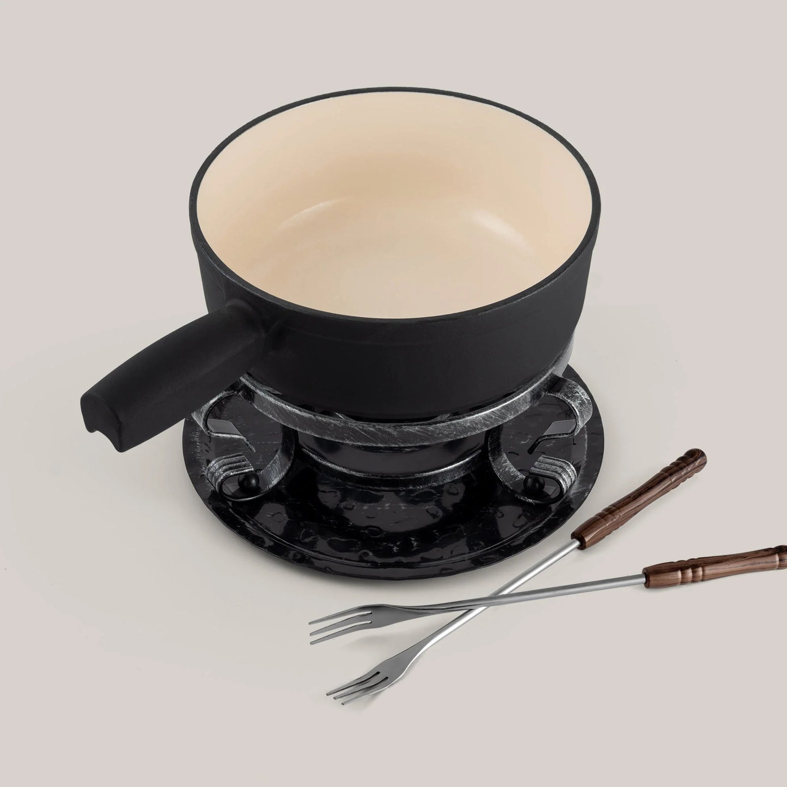 Swissmar Lugano Cast Iron Cheese Fondue Set – Black Matte