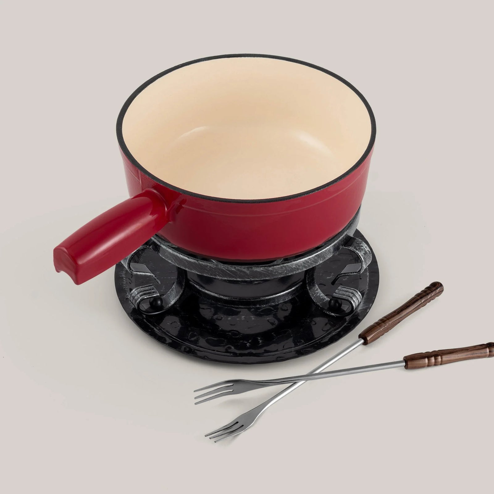 Swissmar Lugano Cast Iron Cheese Fondue Set – Cherry Red