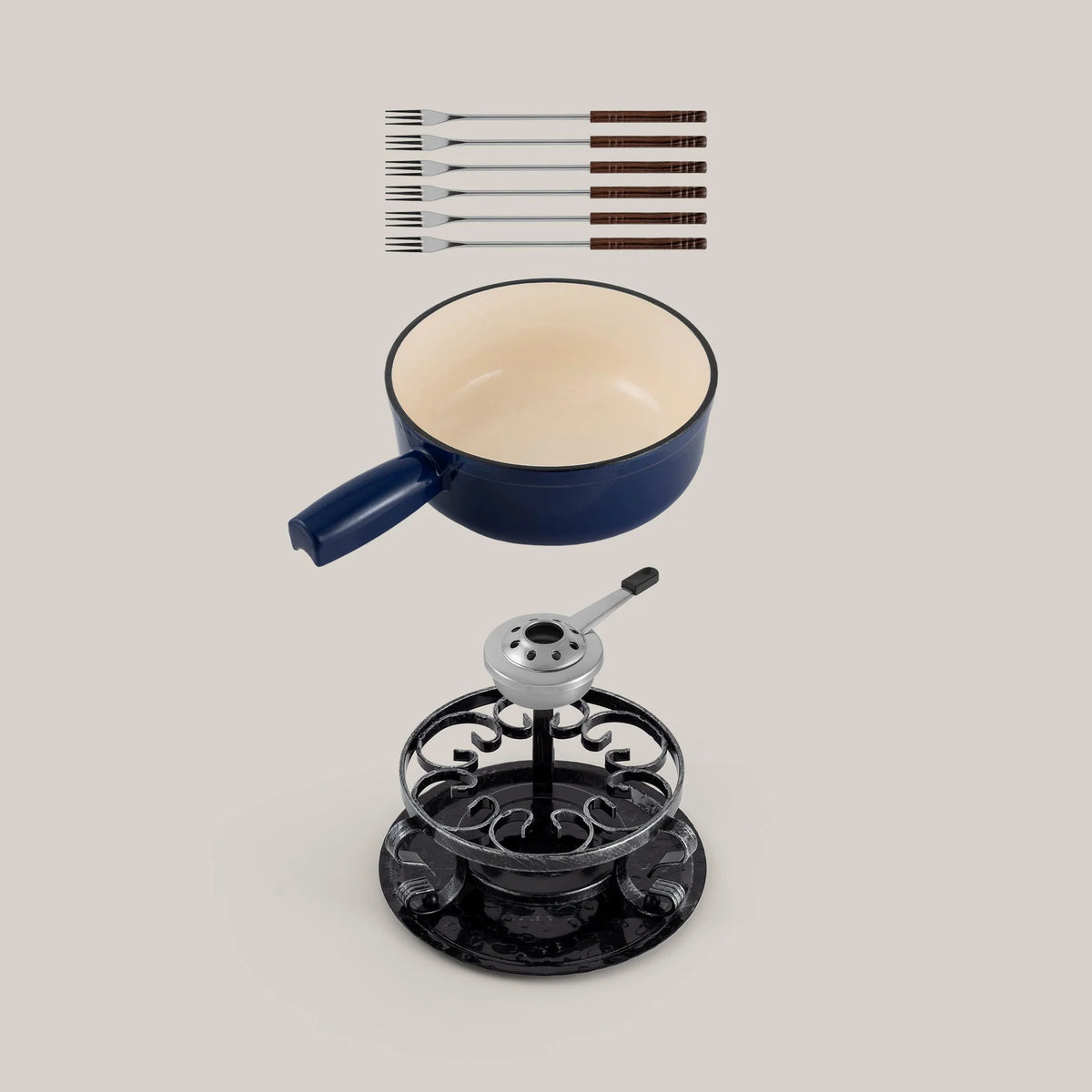 Swissmar Lugano Cast Iron Cheese Fondue Set – Deep Blue