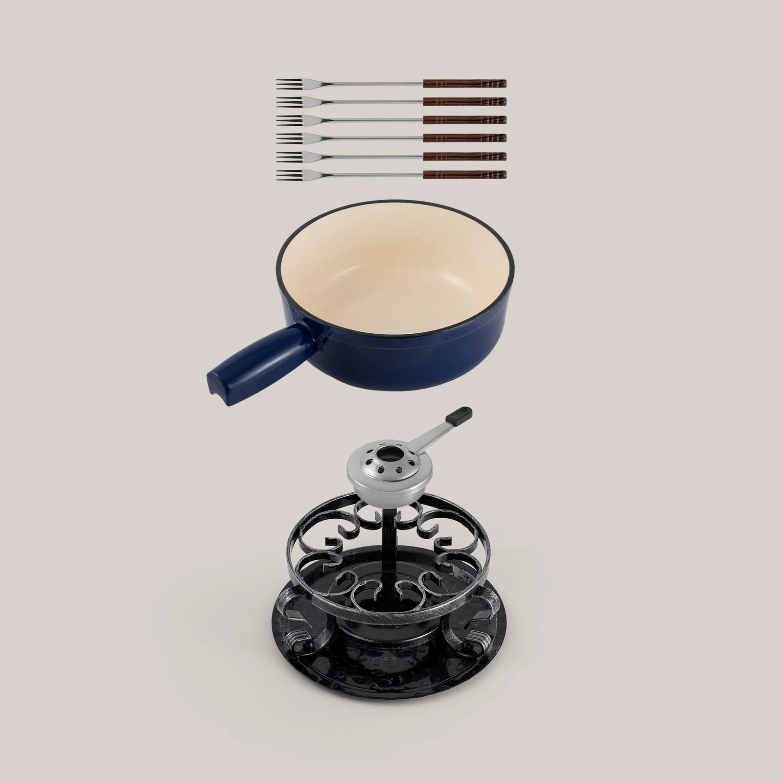 Swissmar Lugano Cast Iron Cheese Fondue Set – Deep Blue