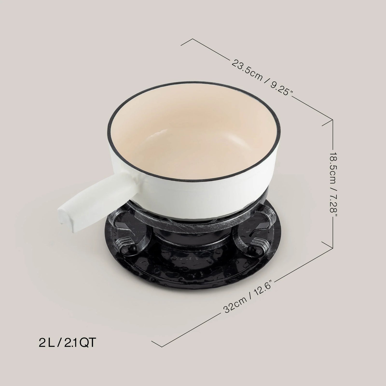 Swissmar Lugano Cast Iron Cheese Fondue Set – Matte White