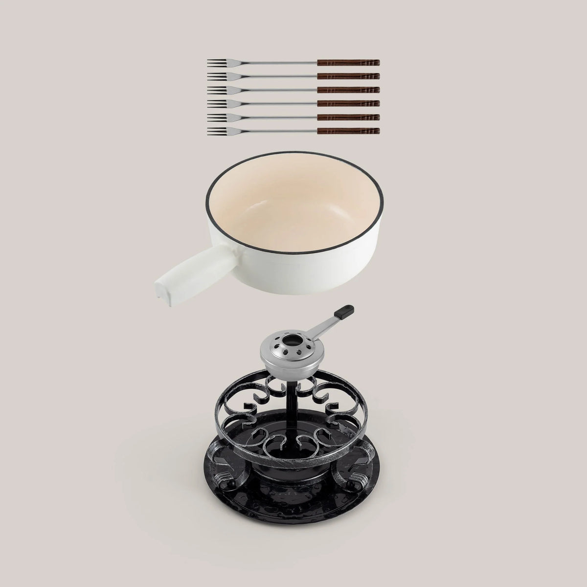 Swissmar Lugano Cast Iron Cheese Fondue Set – Matte White