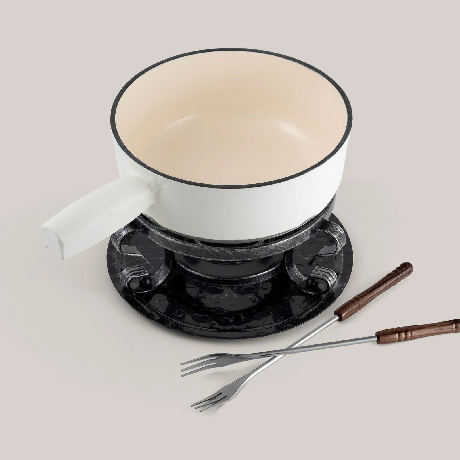 Swissmar Lugano Cast Iron Cheese Fondue Set – Matte White