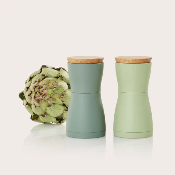 AdHoc Twin Salt and Pepper Mill Set – Dark & Light Green – 5.2" / 13.2 cm