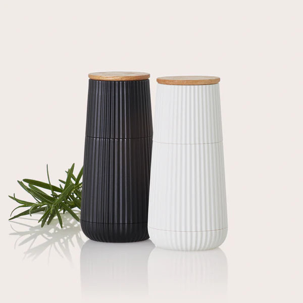 AdHoc Scape Salt and Pepper Mill Set – Black & White – 4.8" / 12 cm