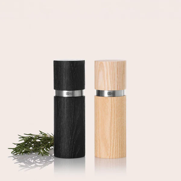 AdHoc Textura Salt and Pepper Mill Set – Light / Dark Ash Wood – 5.1" / 13 cm