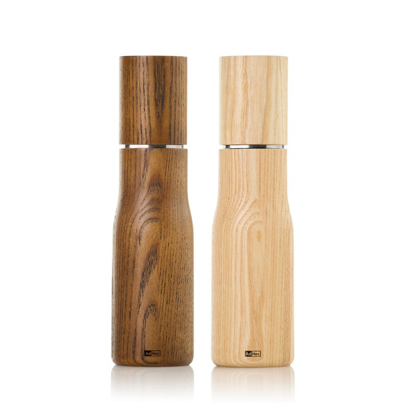 AdHoc Levo Salt & Pepper Mill Set – Light/Dark Ash Wood