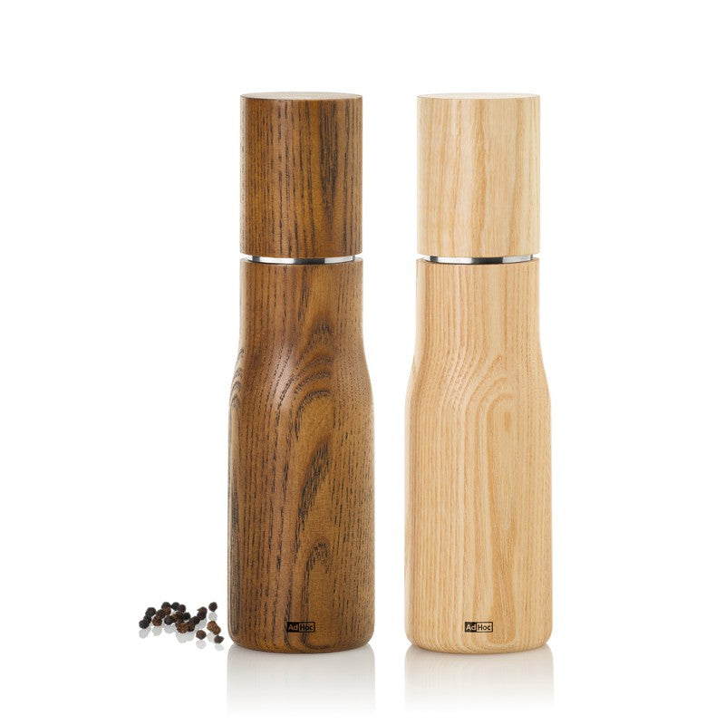 AdHoc Levo Salt & Pepper Mill Set – Light/Dark Ash Wood