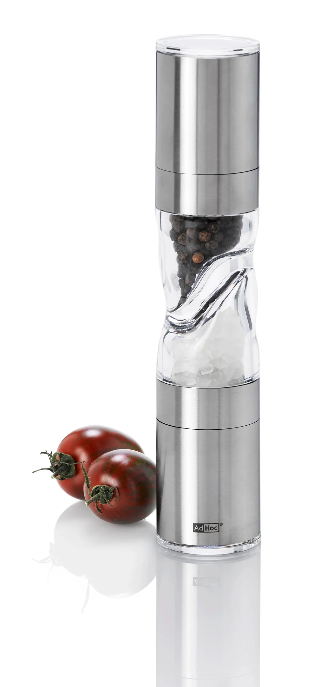 AdHoc DuoMill Pure Salt & Pepper Mill – Stainless Steel/Acrylic – 8.7" / 22 cm
