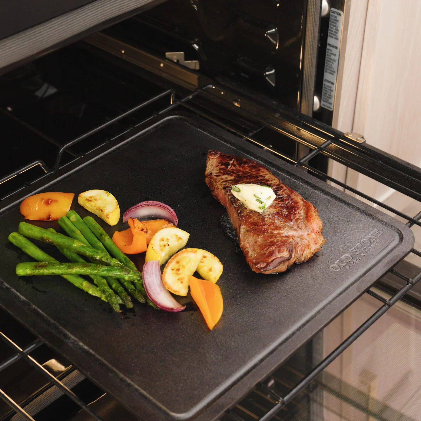 Old Stone Pizza Kitchen  Pizza Steel with Moat, 14x14-Inch Old Stone Pizza Kitchen by Kitchen Niche