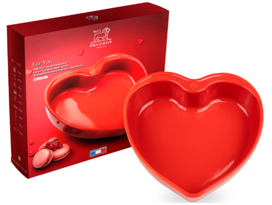 Peugeot For You Ceramic Heart Dish – Red, 36 cm / 10 in