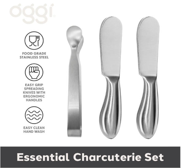Oggi 3-Piece Charcuterie Set – Stainless Steel