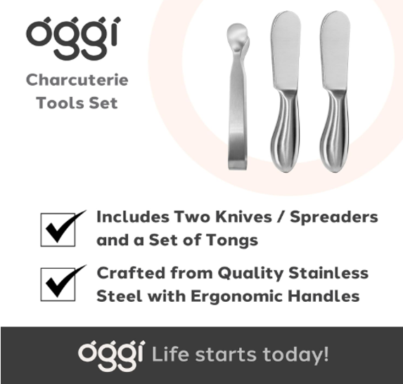 Oggi 3-Piece Charcuterie Set – Stainless Steel