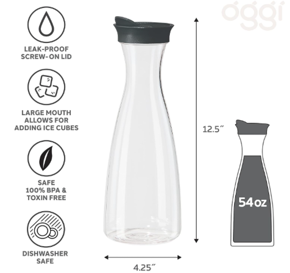 Oggi Carafe – 1.6 L – Clear / Black