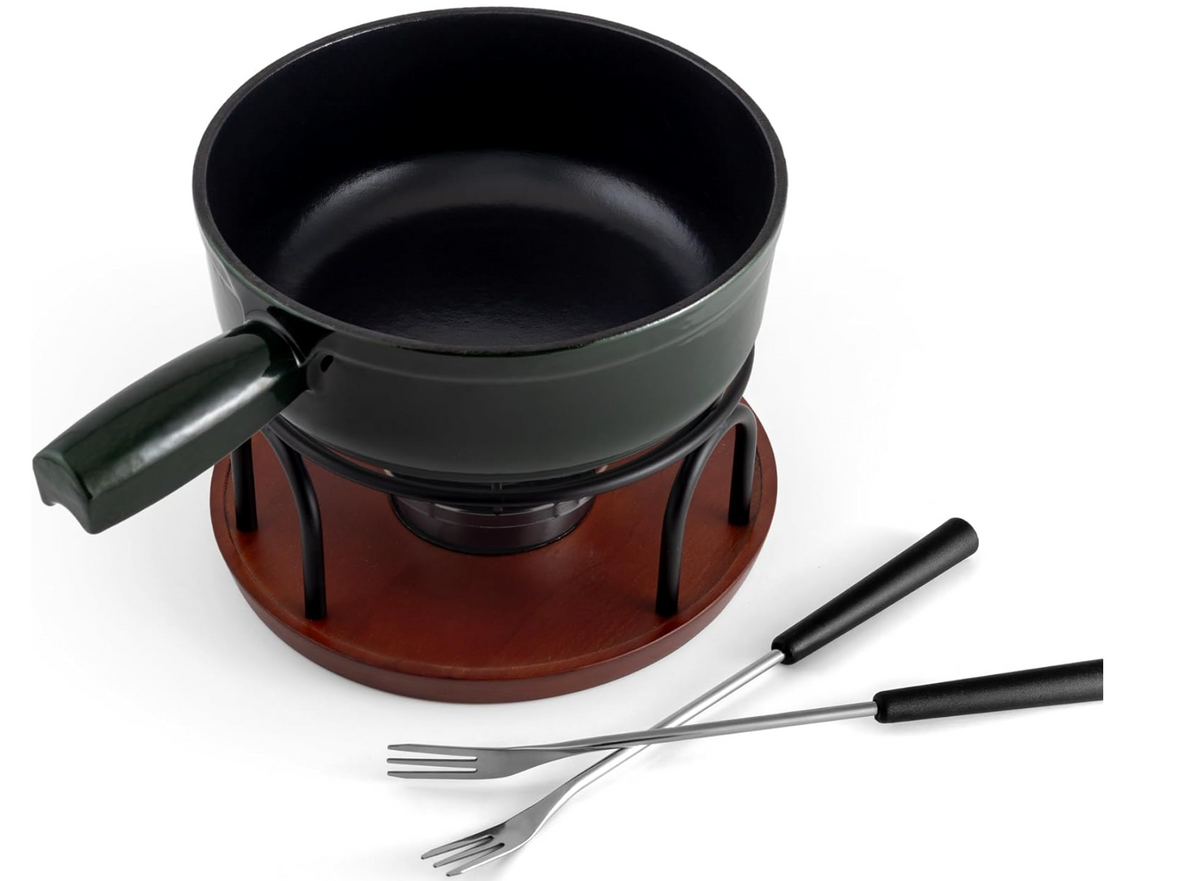 Swissmar Ticino Cast Iron Cheese Fondue Set – Green