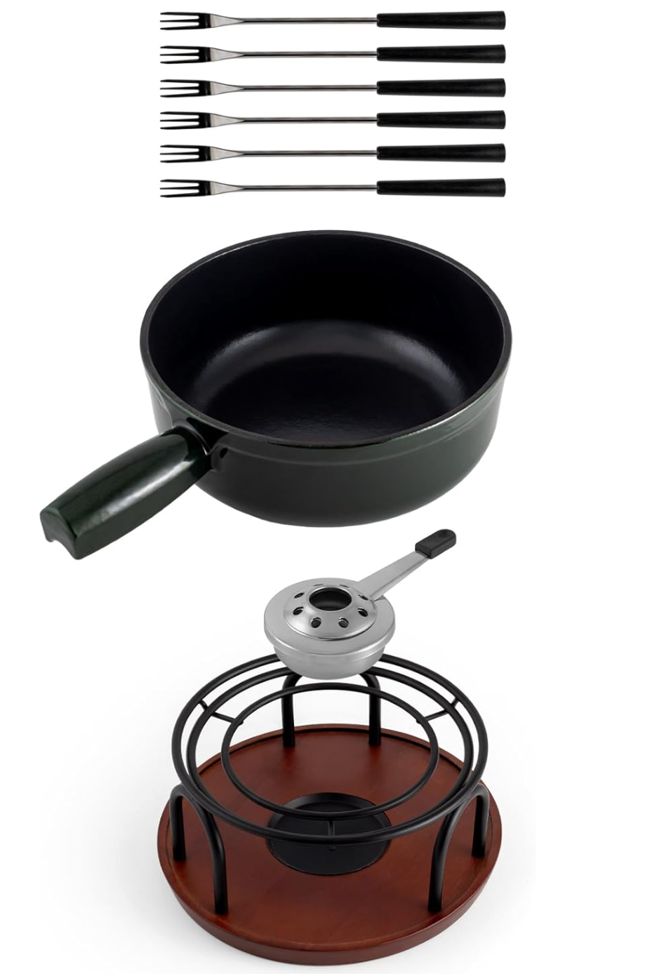 Swissmar Ticino Cast Iron Cheese Fondue Set – Green