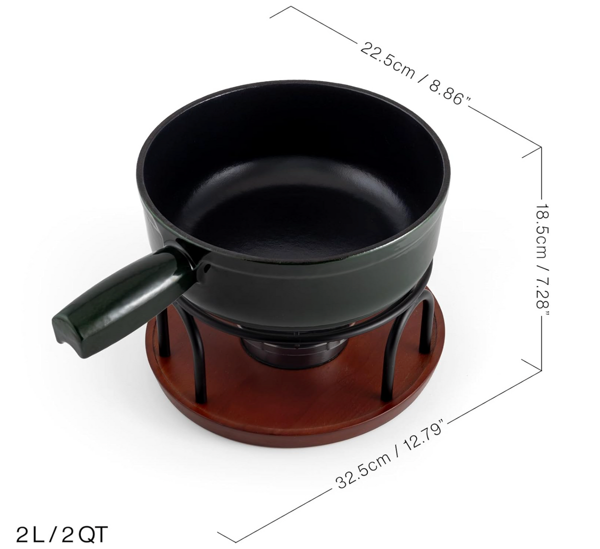 Swissmar Ticino Cast Iron Cheese Fondue Set – Green