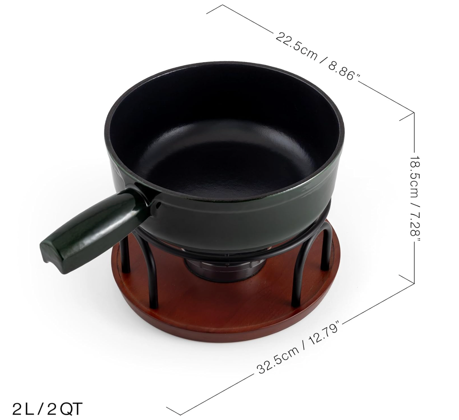 Swissmar Ticino Cast Iron Cheese Fondue Set – Green