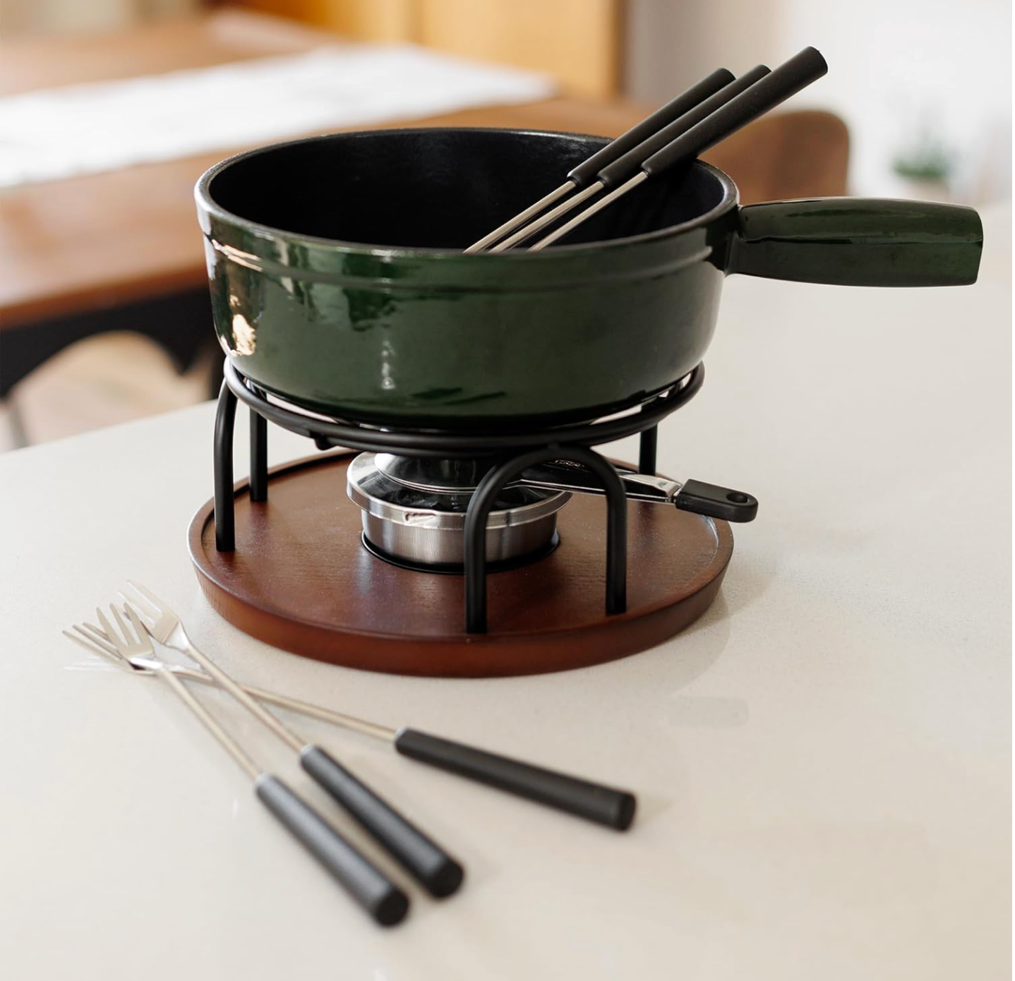 Swissmar Ticino Cast Iron Cheese Fondue Set – Green