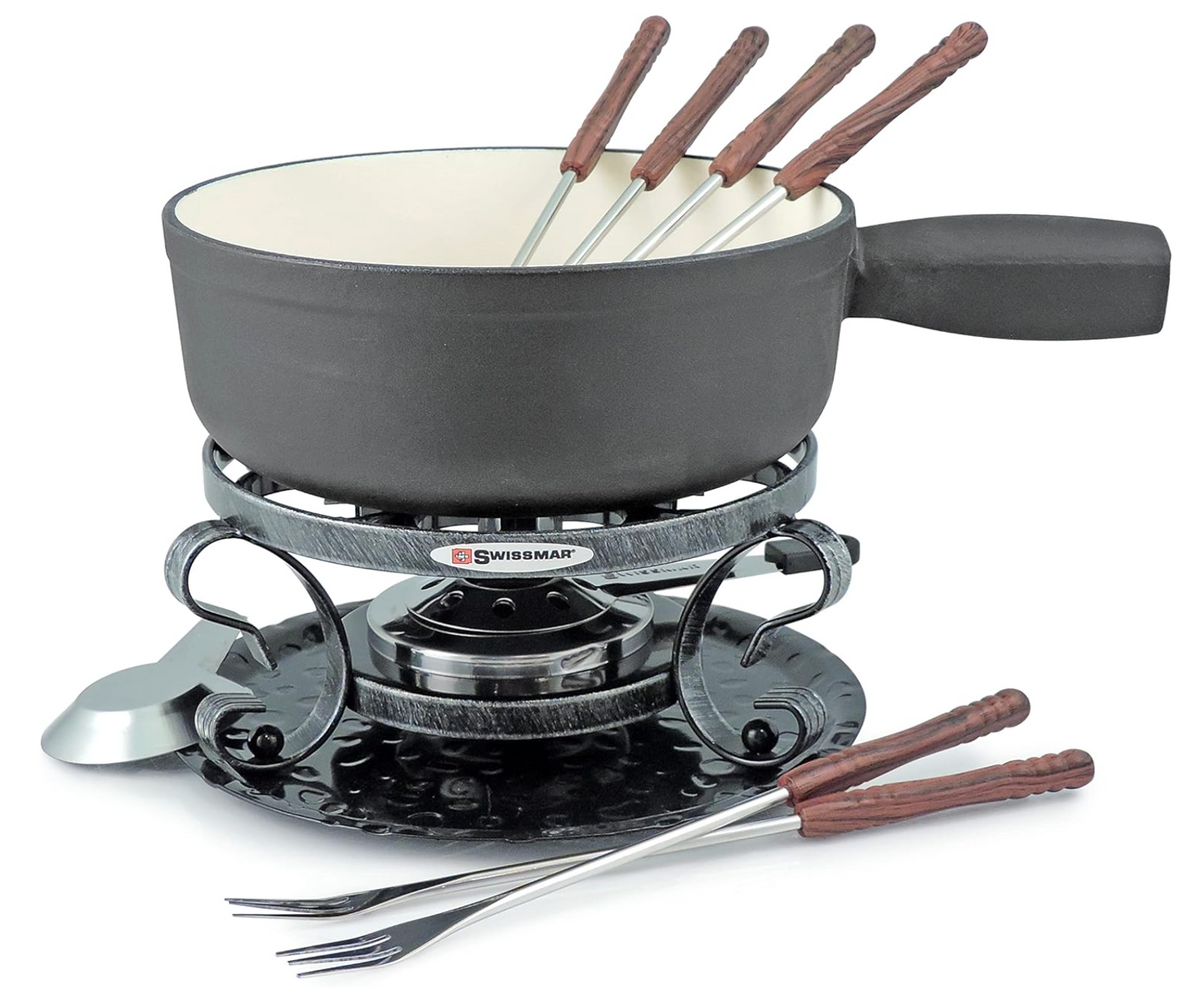 Swissmar Lugano Cast Iron Cheese Fondue Set – Black Matte
