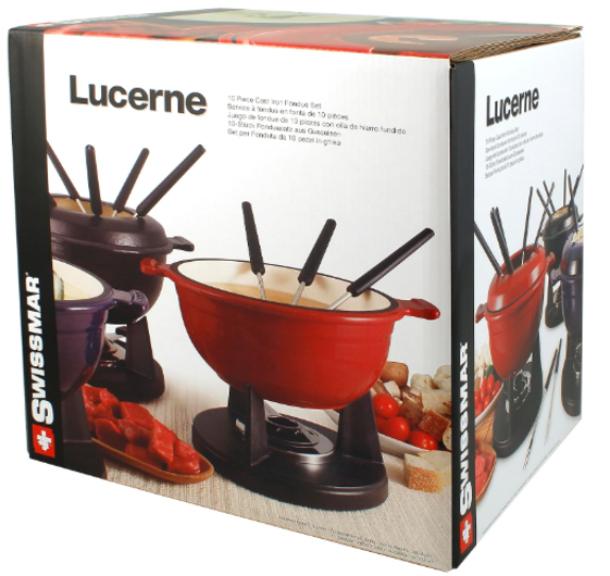 Swissmar Lucerne Cast Iron Meat & Cheese Fondue Set – Matte Black