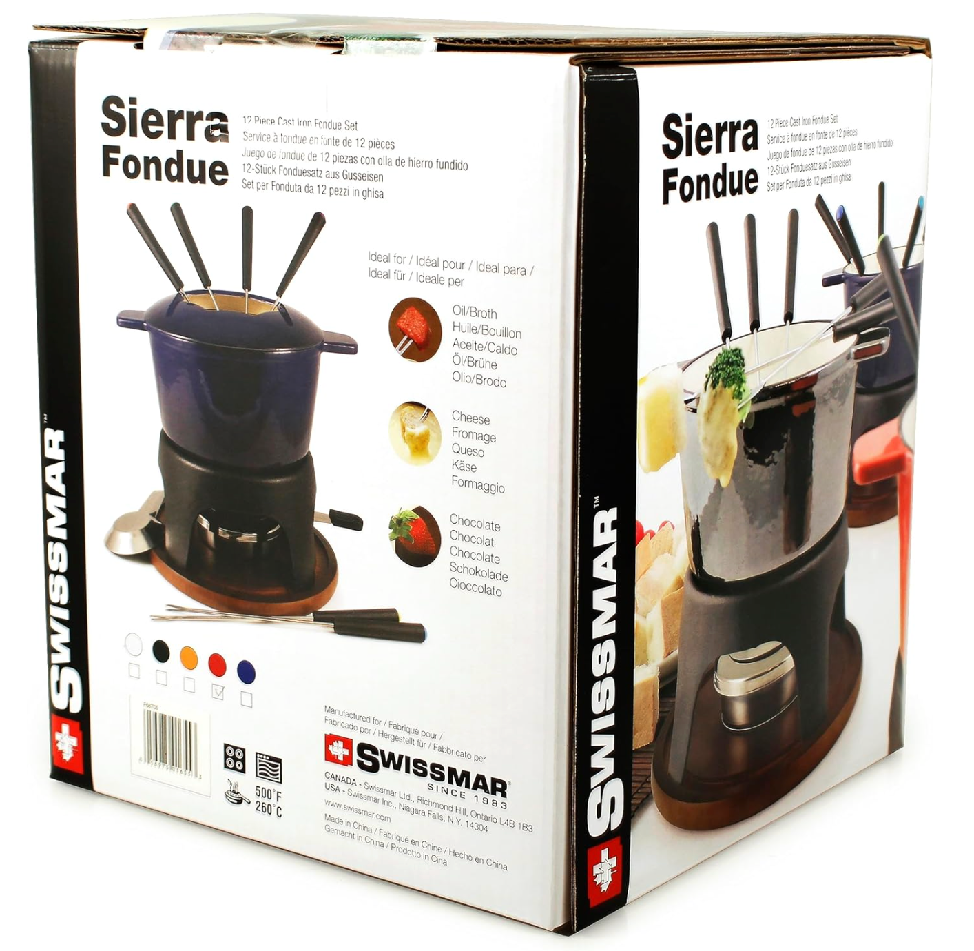 Swissmar Sierra Cast Iron Meat & Cheese Fondue Set – Matte White by Kitchen Niche