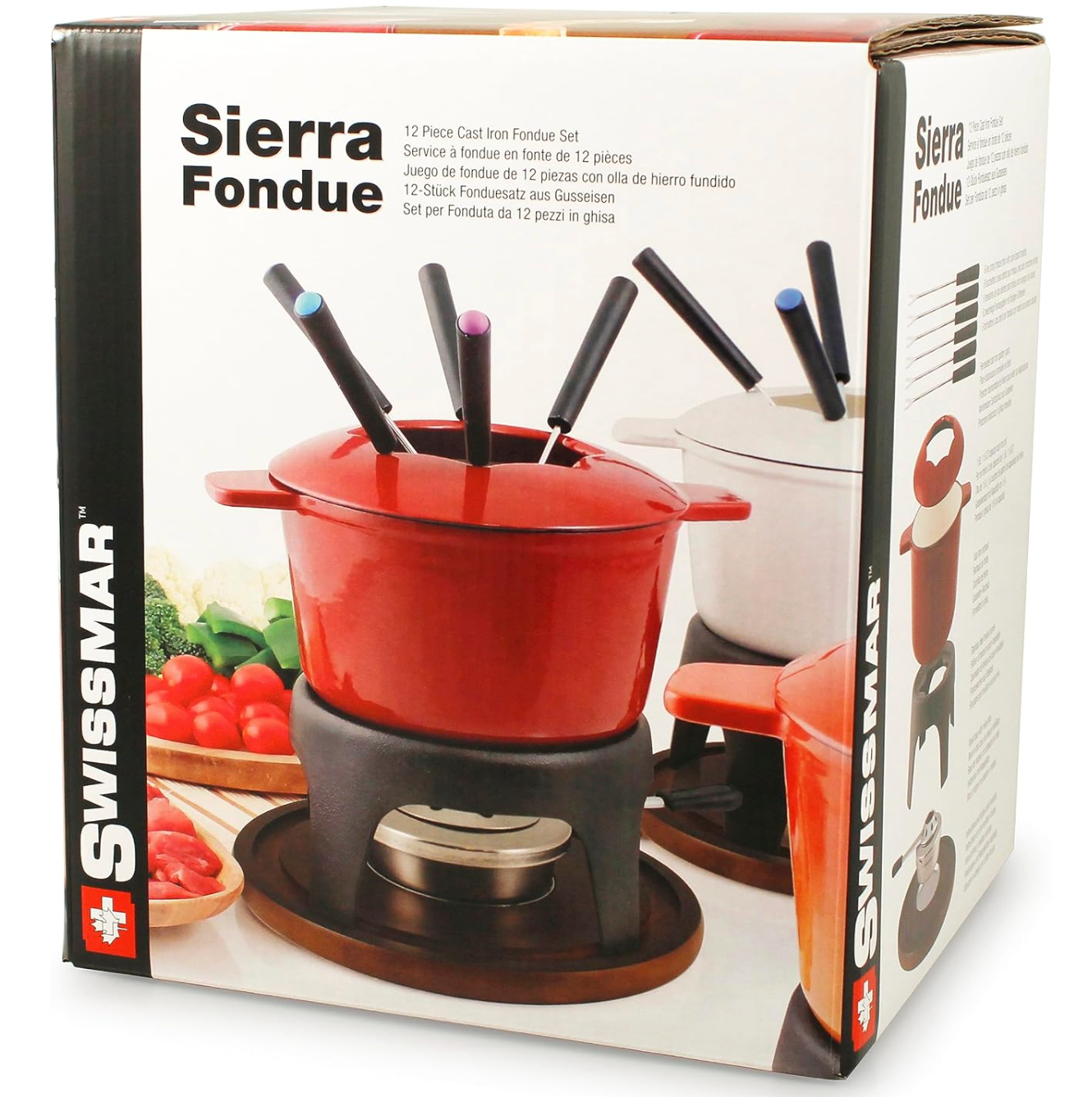 Swissmar Sierra Cast Iron Meat & Cheese Fondue Set – Matte White by Kitchen Niche