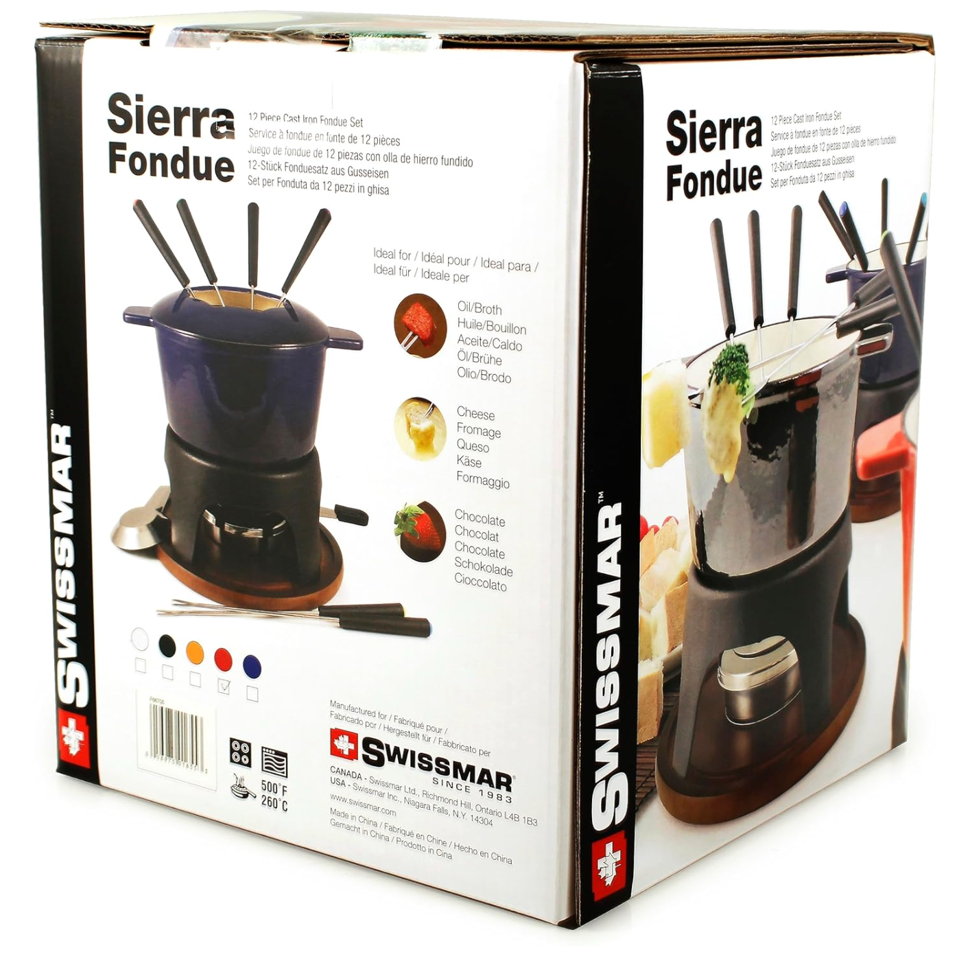 Swissmar Sierra Cast Iron Meat & Cheese Fondue Set – Deep Blue by Kitchen Niche